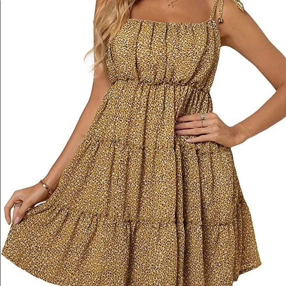 Beautiful yellow rust summer dress - Picture 2 of 2